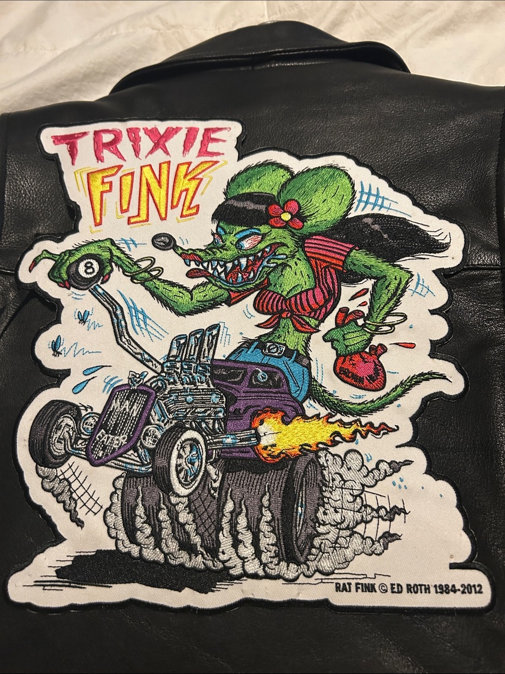 Rare!! HTF! TRIXIE FINK embroidered BACK PATCH BIG DADDY ED ROTH Rat Fink